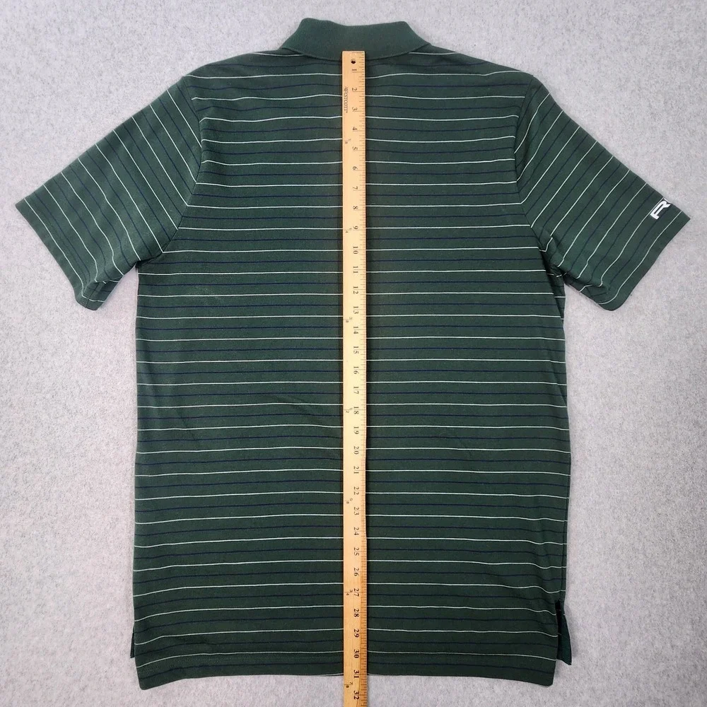 RLX Ralph Lauren Golf Polo Mens Large Green White Blue Striped Performance Shirt